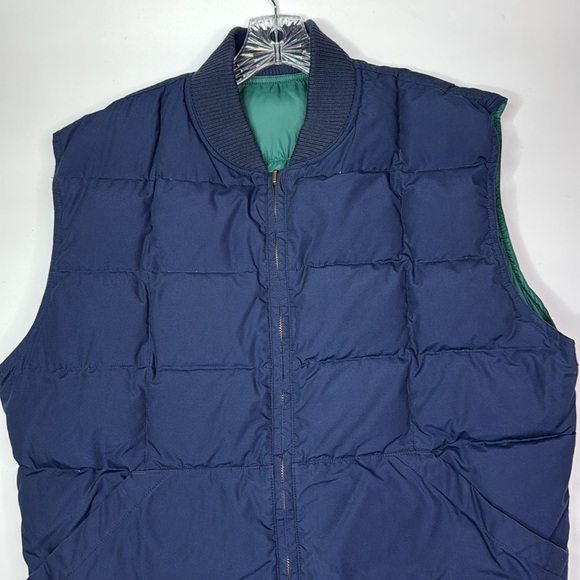Vintage Eddie Bauer Goose Down Reversible Green Blue Puffer Vest Size Large - Picture 2 of 9